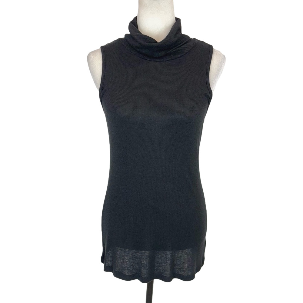 Bobeau black ribbed cowl neck top